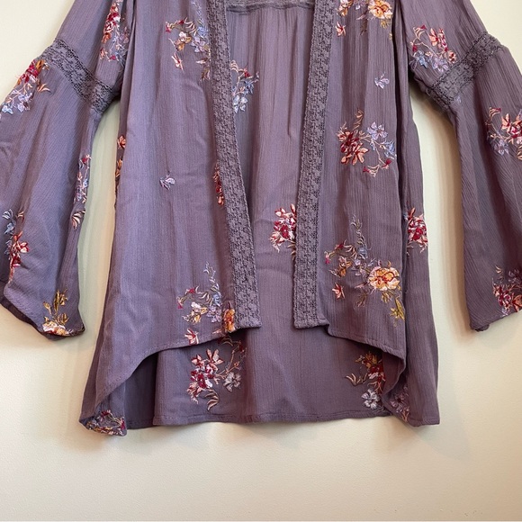 Sundance Anastasia Floral Embroidered Kimono in Dusty Purple Boho Size Small - Picture 13 of 16
